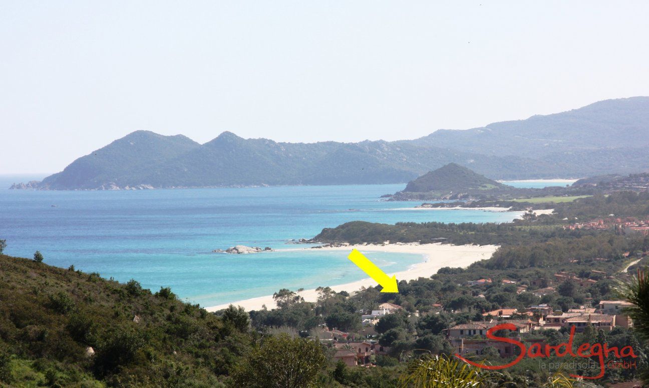 Villa Serena | Posizione della casa sulla spiaggia di Costa Rei Posizione di Villa Serena, Costa Rei