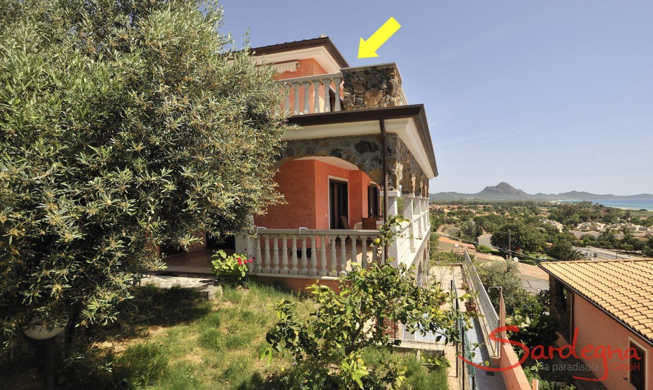 Apartment Castededdu 1 | Posizione della casa (freccia gialla) Posizione (freccia gialla)