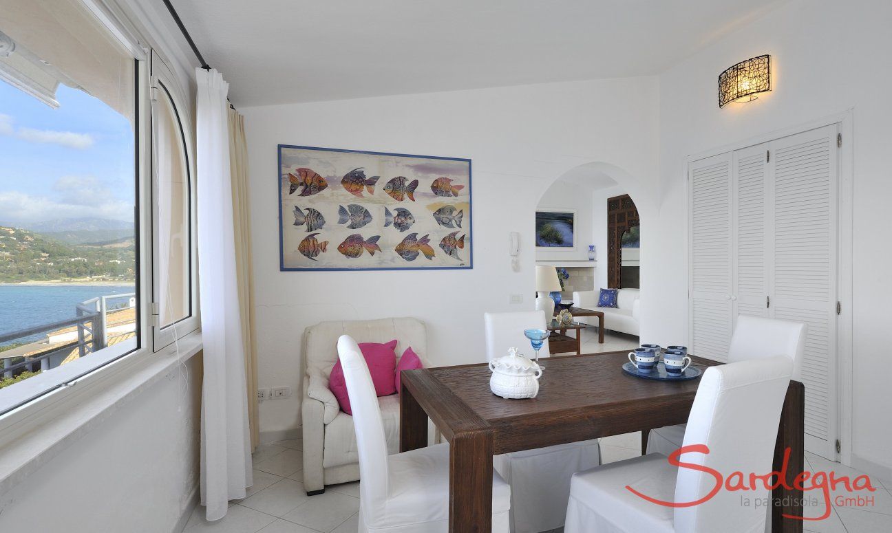 Apartment Azzurra | Sala da pranzo con vista mare Sala da pranzo