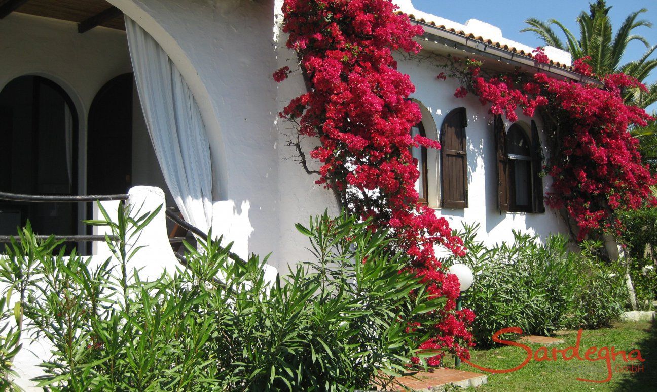 Villa ToreMari | Giardino e bougainville in fiore davanti alla terrazza Villa Moresca