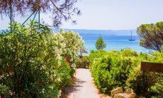 Passeggiata attraverso un fitto verde per la spiaggia Le Bombarde Alghero