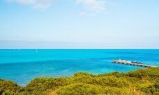 Pontile nel mare celeste di La Pelosa, Stintino